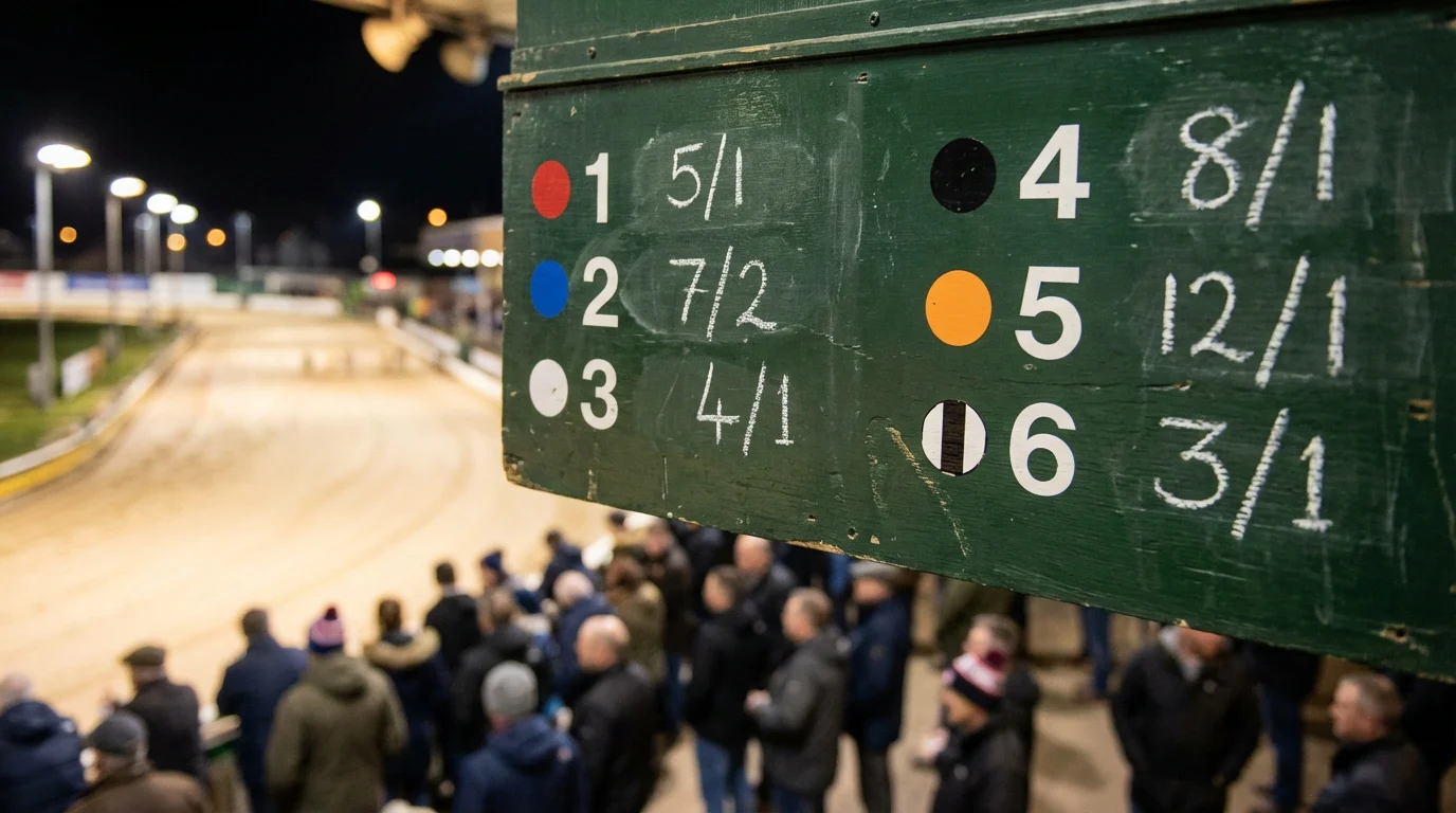 Greyhound racing odds explained — odds board at a dog track