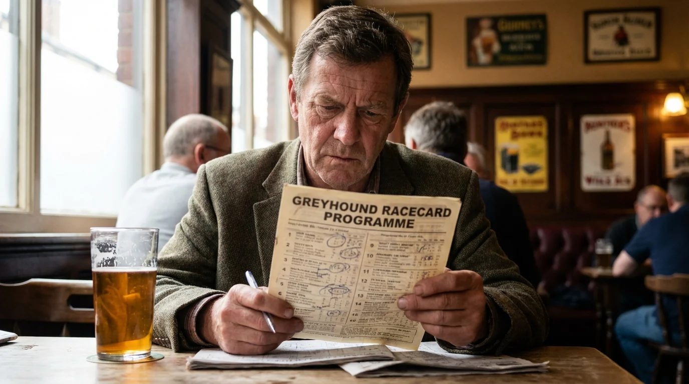 How to read a greyhound racecard — punter studying form guide